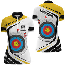 Load image into Gallery viewer, Personalized Archery Target 3D Women Polo &amp; Quarter-Zip Shirts Custom Yellow White Archery Jerseys TDM1910