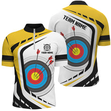 Load image into Gallery viewer, Personalized Archery Target 3D Men Polo &amp; Quarter-Zip Shirts Custom Yellow White Archery Jerseys TDM1910