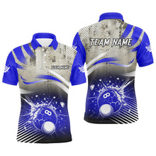 Load image into Gallery viewer, Personalized Blue Grunge Break 8 Ball Billiard Shirts For Men, Retro Team League Billiard Jerseys TDM2344