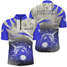 Load image into Gallery viewer, Personalized Blue Grunge Break 8 Ball Billiard Shirts For Men, Retro Team League Billiard Jerseys TDM2344