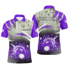 Load image into Gallery viewer, Personalized Purple Grunge Break 8 Ball Billiard Shirts For Men, Retro Team League Billiard Jerseys TDM2346