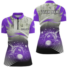 Load image into Gallery viewer, Personalized Purple Grunge Break 8 Ball Billiard Shirts For Women, Retro Team League Billiard Jerseys TDM2346