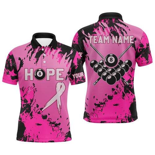 Breast Cancer Awareness Pink Camo Custom Men Billiard Shirts, 8 Ball Pool Pink Jerseys For Pooler TDM2353