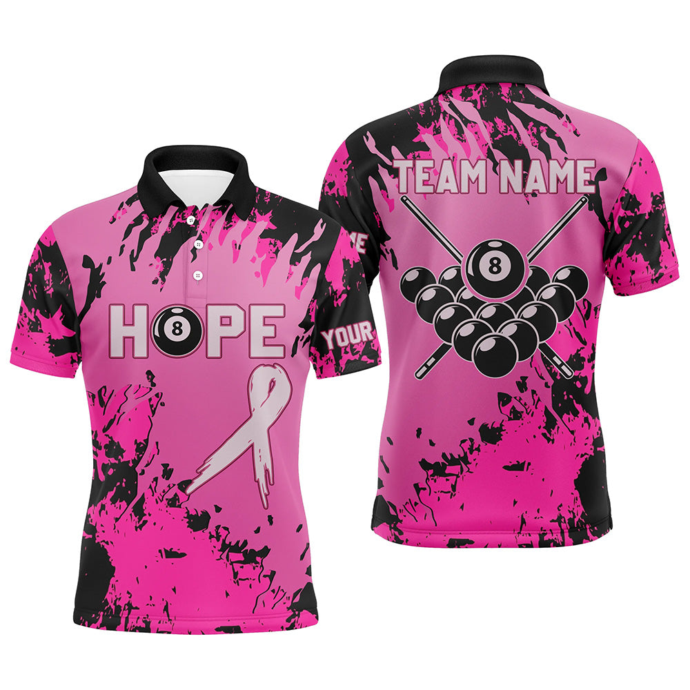Breast Cancer Awareness Pink Camo Custom Men Billiard Shirts, 8 Ball Pool Pink Jerseys For Pooler TDM2353