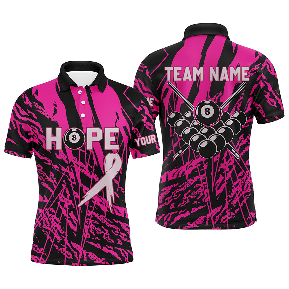 Breast Cancer Awareness Pink Camo Custom Men Billiard Shirts, 8 Ball Pool Pink Jerseys For Pooler TDM2354