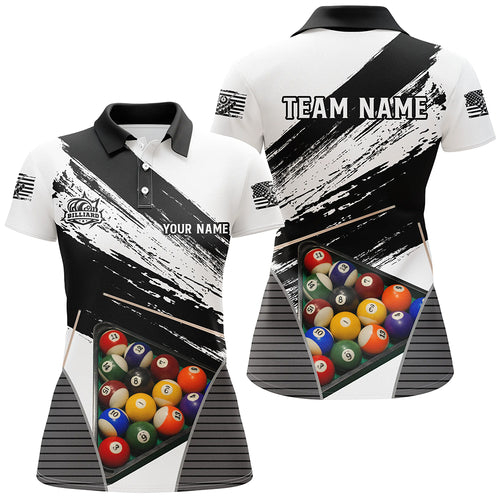 Billiard Grunge Style Black Version Personalized Name Polo Shirts For Women Custom Billiard Jerseys TDM0214