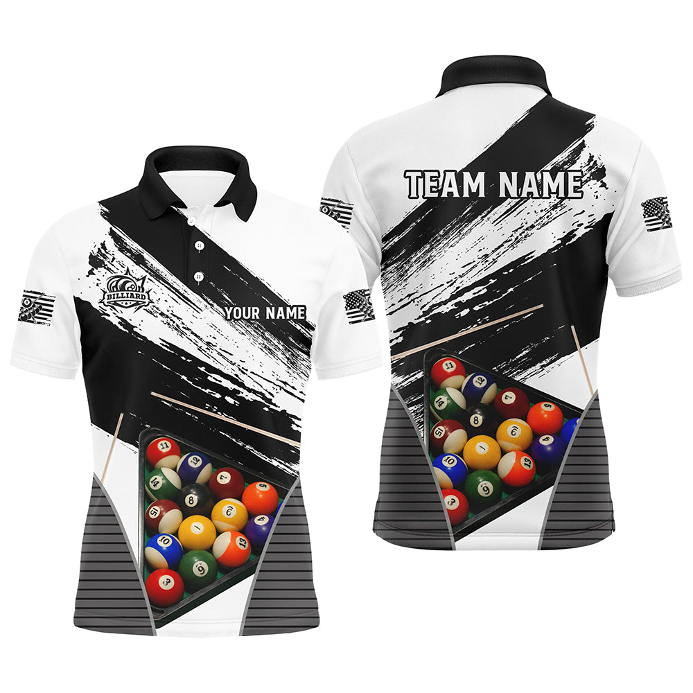 Billiard Grunge Style Black Version Personalized Name Polo Shirts For Men Custom Billiard Jerseys TDM0214