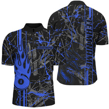 Load image into Gallery viewer, Blue Grunge Billiard Jerseys For Men Custom Fire Flame 8 Ball Dragon Team League Billiard Shirts TDM2601