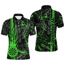 Load image into Gallery viewer, Green Grunge Dart Jerseys For Men, Fire Flame Dart Board Custom Name Dragon Darts League Shirts TDM2604