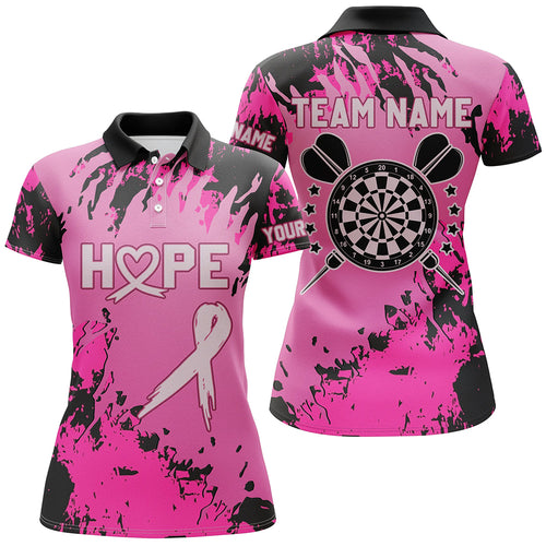 Breast Cancer Awareness Pink Grunge Camo Women Darts Polo & Quarter-Zip Shirts Custom Darts Jerseys TDM1699