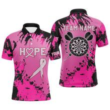 Load image into Gallery viewer, Breast Cancer Awareness Pink Grunge Camo Men Darts Polo &amp; Quarter-Zip Shirts Custom Darts Jerseys TDM1699