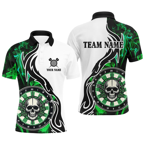 Green Darts Board Smoke Custom Men Darts Polo & Quarter-Zip Shirts, Skull Darts Team Jerseys TDM1703