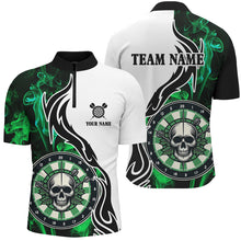 Load image into Gallery viewer, Green Darts Board Smoke Custom Men Darts Polo &amp; Quarter-Zip Shirts, Skull Darts Team Jerseys TDM1703