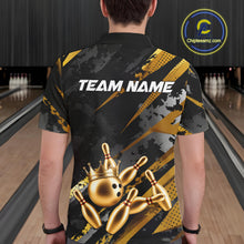 Load image into Gallery viewer, Person wearing a bowling-themed shirt with 'TEAM NAME' text in a bowling alley.