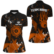 Load image into Gallery viewer, Personalized Orange Grunge Billiard Shirts For Women, Best Custom Billiard Jerseys For Pool Player TDM1914