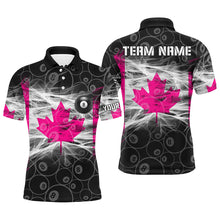 Load image into Gallery viewer, Pink Canadian Flag Smoke Custom 8 Ball Billiard Shirt For Men, Breast Cancer Canada Billiard Jersey TDM2361