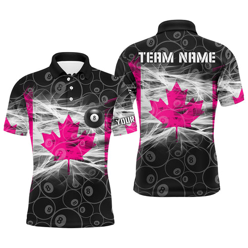 Pink Canadian Flag Smoke Custom 8 Ball Billiard Shirt For Men, Breast Cancer Canada Billiard Jersey TDM2361