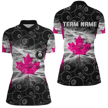 Load image into Gallery viewer, Pink Canadian Flag Smoke Custom 8 Ball Billiard Shirt For Women, Breast Cancer Canada Billiard Jersey TDM2361