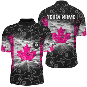 Pink Canadian Flag Smoke Custom 8 Ball Billiard Shirt For Men, Breast Cancer Canada Billiard Jersey TDM2361