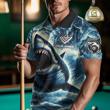 Load image into Gallery viewer, Blue 8 Ball Pool Billiard Shark Polo &amp; Quarter Zip For Men Custom Thunder Storm Billiard Jersey TDM4691