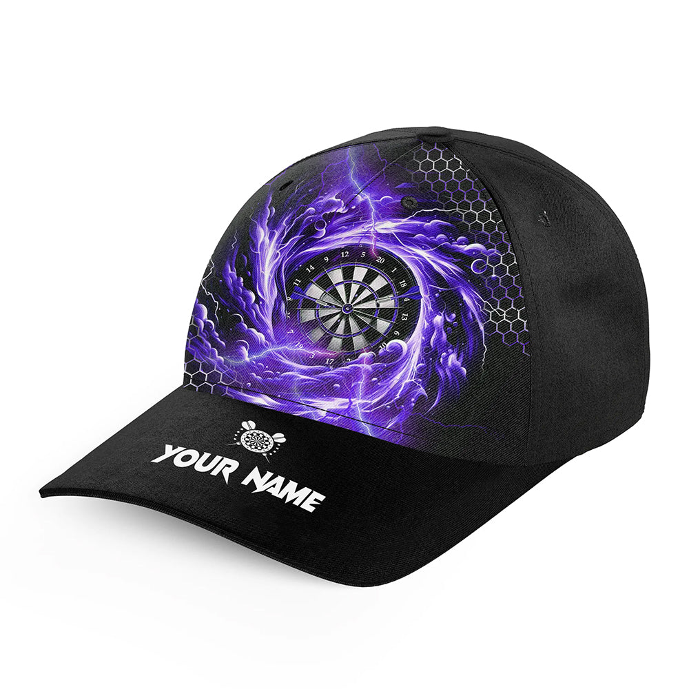 Funny Dartboard Storm Thunder Custom Purple Darts Hats, 3D Printed Baseball Darts Cap Gifts TDM2610