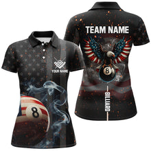 Load image into Gallery viewer, Personalized Eagle US Flag 8 Ball Smoke Billiard Shirts For Women, Patriotic Billiard Pool Jerseys TDM2854