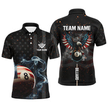 Load image into Gallery viewer, Personalized Eagle US Flag 8 Ball Smoke Billiard Shirts For Men, Patriotic Billiard Pool Jerseys TDM2854