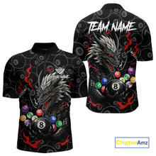 Load image into Gallery viewer, Personalized 8 Ball Dragon Billiard Shirt For Men, Billiard Team Jersey Polo &amp; 1/4 Zip |Red TDM5109