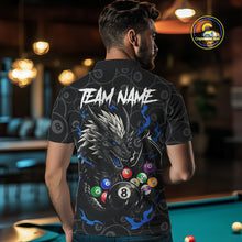 Load image into Gallery viewer, Personalized 8 Ball Dragon Billiard Shirt For Men, Billiard Team Jersey Polo &amp; 1/4 Zip |Blue TDM5110