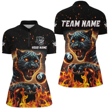 Load image into Gallery viewer, Personalized Panther Fire Flame 8 Ball Billiard Shirts For Women Custom Billiard League Team Jerseys TDM3092