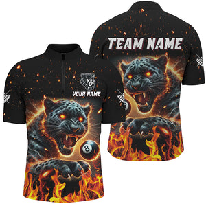 Personalized Panther Fire Flame 8 Ball Billiard Shirts For Men Custom Billiard League Team Jerseys TDM3092