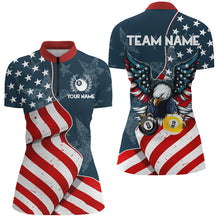 Load image into Gallery viewer, American Flag Eagle 8 Ball &amp; 9 Ball Billiard Shirts For Women Custom Patriotic Cool Billiard Jerseys TDM3094