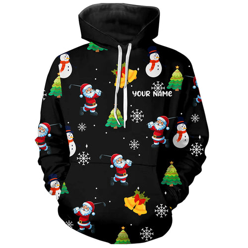 Funny Santa Christmas Pattern Black Golf Hoodie Custom Best Golfing Gifts Hoodie Golf Tops For Xmas TDM3104