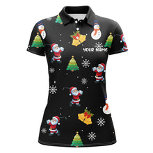 Load image into Gallery viewer, Funny Santa Christmas Pattern Black Women Golf Polo Shirt Custom Golf Tops For Women Golfing Gifts TDM3095