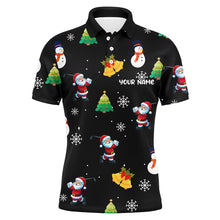 Load image into Gallery viewer, Funny Santa Christmas Pattern Black Men Golf Polo Shirt Custom Golf Tops For Men Golfing Gifts TDM3095