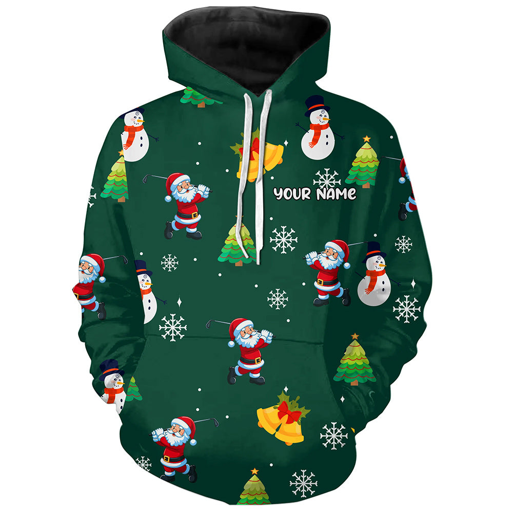 Funny Santa Green Christmas Pattern Golf Hoodie Custom Best Golfing Gifts Hoodie Golf Tops For Xmas TDM3096