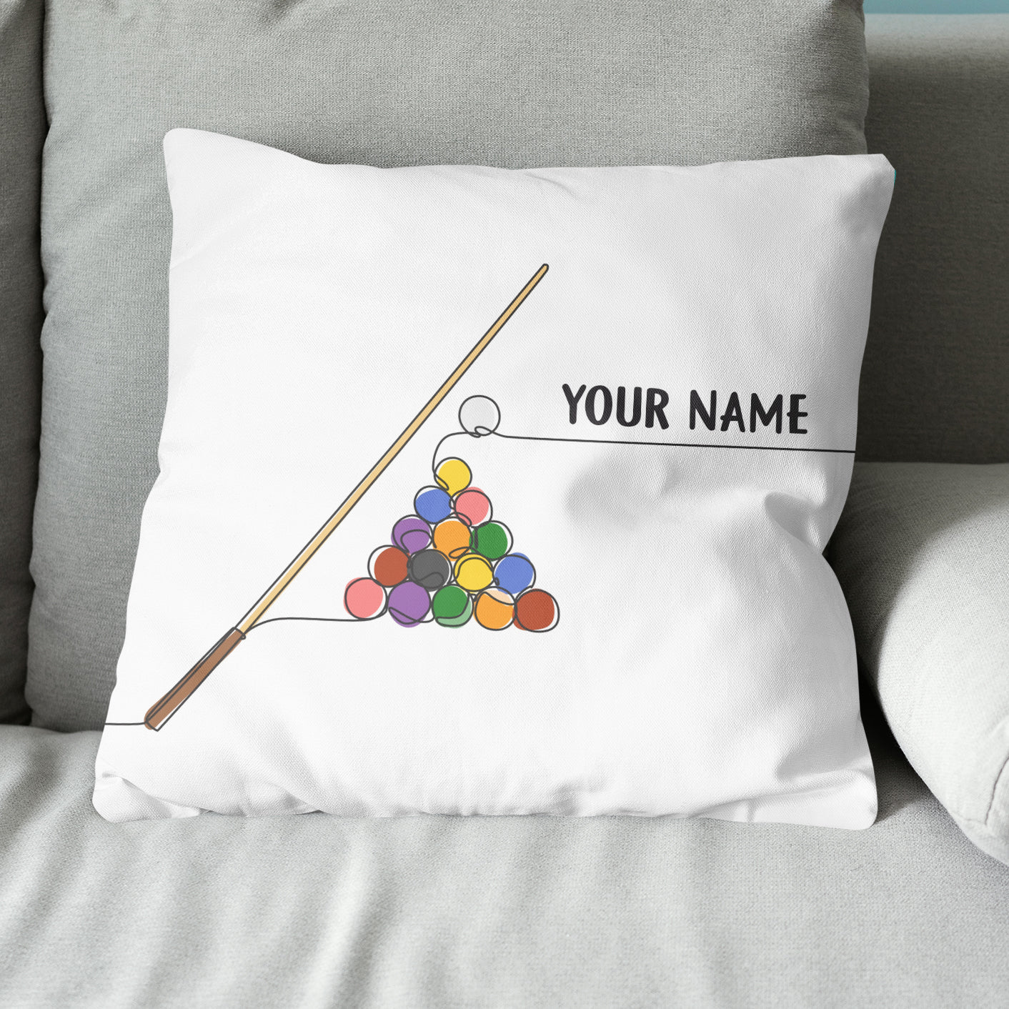 Personalized Pool Billiards Games Pillows, Custom Billiard White Pillows TDM0811