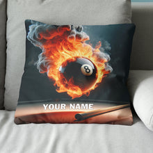 Load image into Gallery viewer, Personalized Flaming 8 Ball Pool Pillow Custom Billiard Pillows Gifts TDM0816
