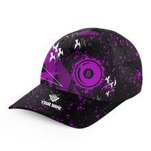 Load image into Gallery viewer, Personalized Purple Grunge 8 Ball Pool Billiards Cap, Custom Top Hat Billiards For Pool Player TDM1534