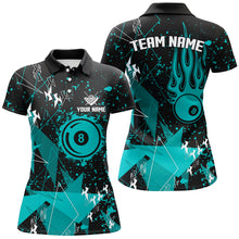 Load image into Gallery viewer, Personalized Turquoise Grunge Billiard Women Shirts, Billiards Jerseys For Pool Player TDM1536