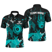 Load image into Gallery viewer, Personalized Turquoise Grunge Billiard Men Shirts, Billiards Jerseys For Pool Player TDM1536