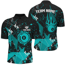 Load image into Gallery viewer, Personalized Turquoise Grunge Billiard Men Shirts, Billiards Jerseys For Pool Player TDM1536