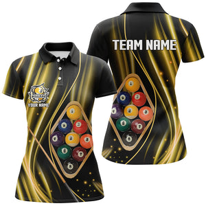 Custom Yellow Jerseys 9 Ball Billiard Polo & Quarter-Zip Shirts For Women, 9 Ball Pool Team Shirts TDM1709