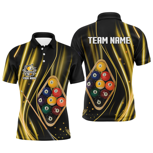 Custom Yellow Jerseys 9 Ball Billiard Polo & Quarter-Zip Shirts For Men, 9 Ball Pool Team Shirts TDM1709