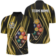 Load image into Gallery viewer, Custom Yellow Jerseys 9 Ball Billiard Polo &amp; Quarter-Zip Shirts For Men, 9 Ball Pool Team Shirts TDM1709