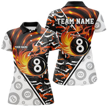 Load image into Gallery viewer, Custom Billiard Polo &amp; Quarter-Zip Shirts For Women, 8 Ball Pool Fire Billiard Jersey Team Shirts TDM1712