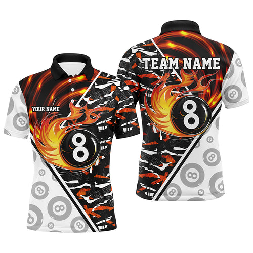 Custom Billiard Polo & Quarter-Zip Shirts For Men, 8 Ball Pool Fire Billiard Jersey Team Shirts TDM1712