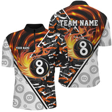 Load image into Gallery viewer, Custom Billiard Polo &amp; Quarter-Zip Shirts For Men, 8 Ball Pool Fire Billiard Jersey Team Shirts TDM1712
