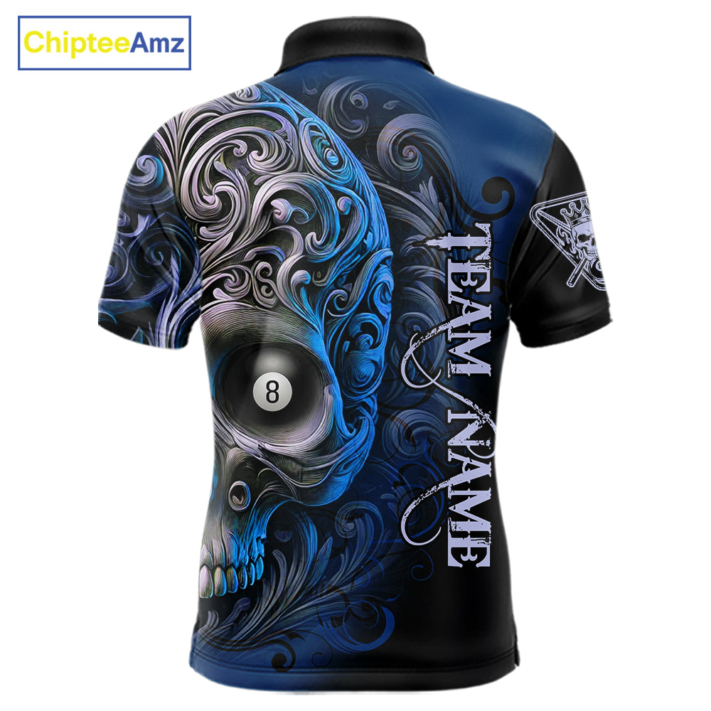 Personalized Blue 8 Ball Pool Skull Billiard Shirts For Men Custom Billiard League Team Jersey TDM7389