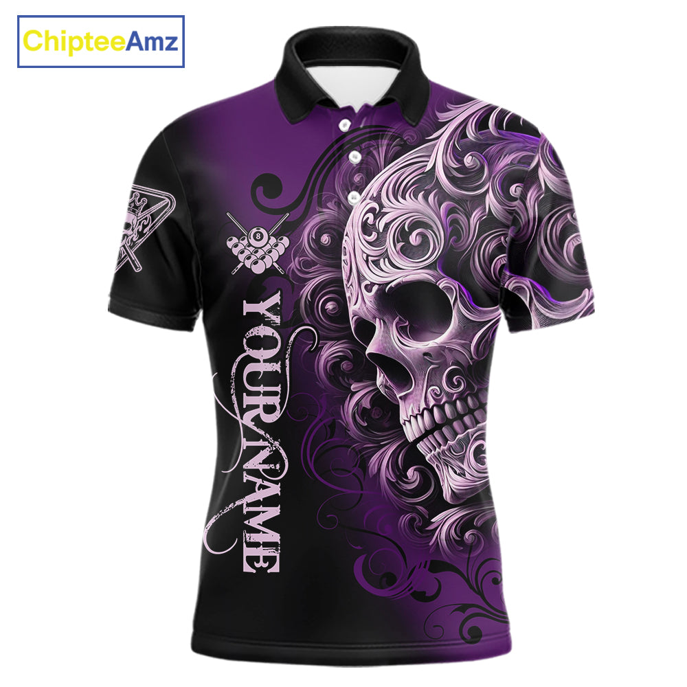 Personalized Purple 8 Ball Pool Skull Billiard Shirts For Men Custom Billiard League Team Jersey TDM7390